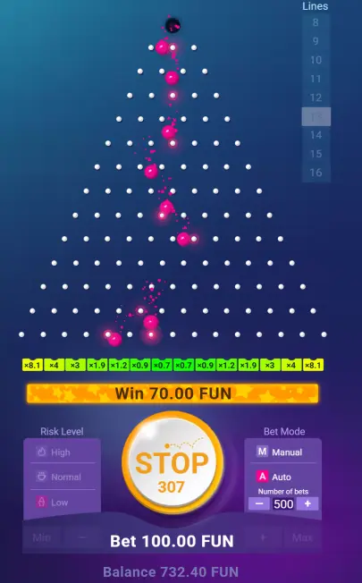 Plinko risk and strategy settings